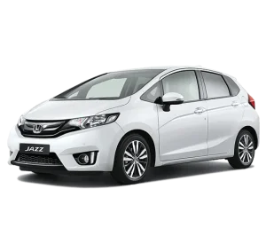 White Honda Jazz hatchback