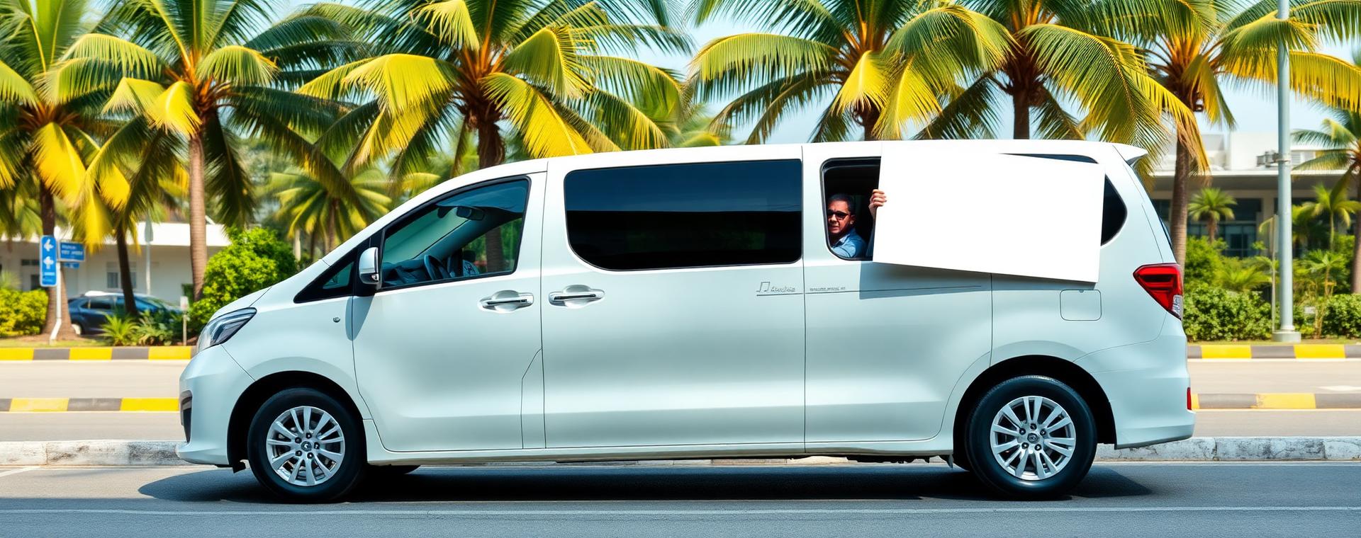 Private transfer vehicle waiting outside Phuket International Airport