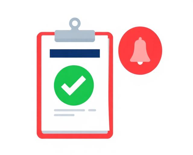 Illustration of a clipboard with a green confirmation checkmark